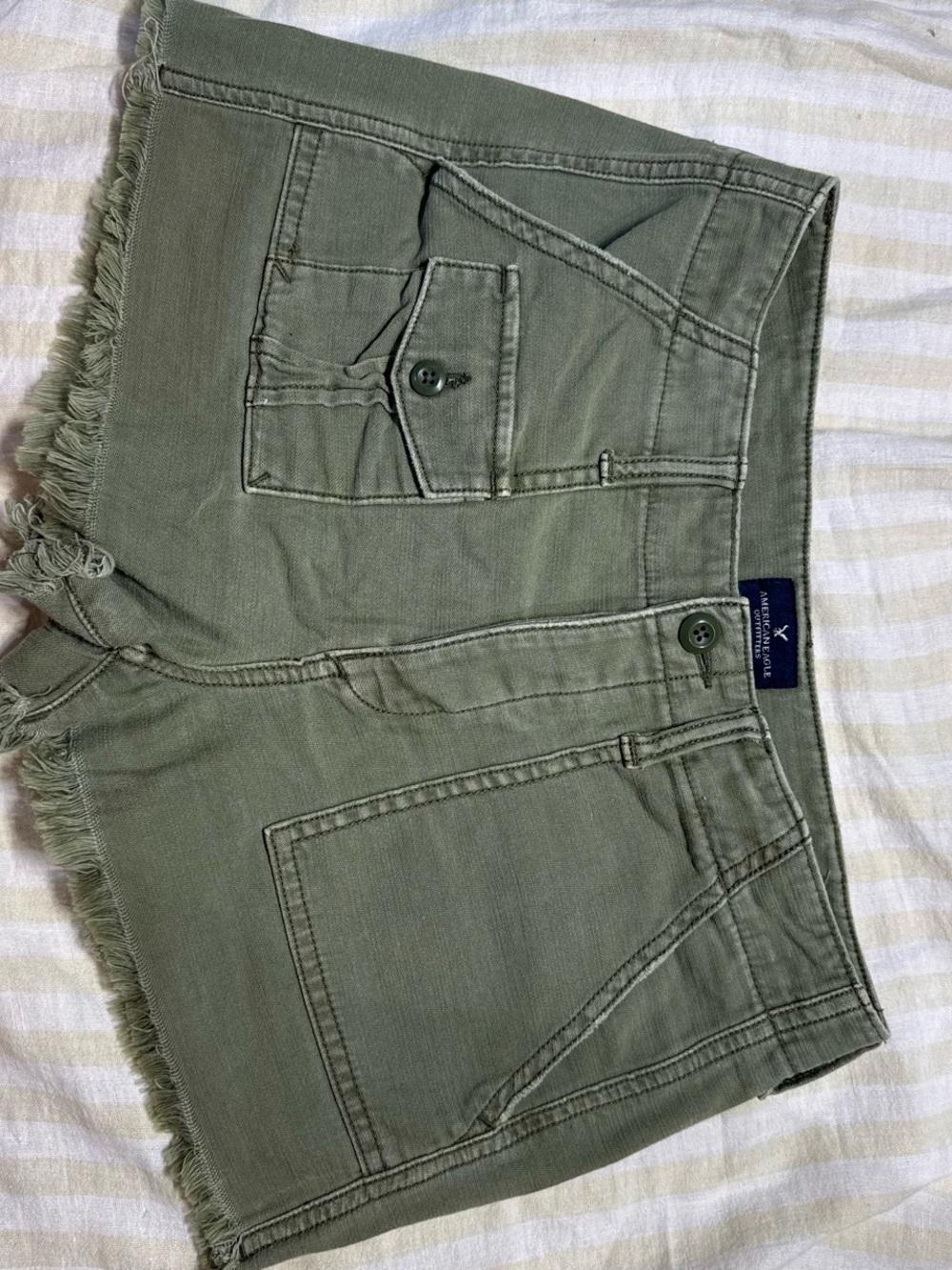 American Eagle Outfitters Olive Frayed Hem Utility Shorts